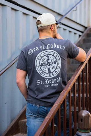 Ora Et Labora- Saint Benedict Heavyweight Garment-Dyed Tee