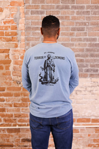 Saint Joseph - Terror of Demons Long Sleeve Heavyweight Garment Dyed Tee