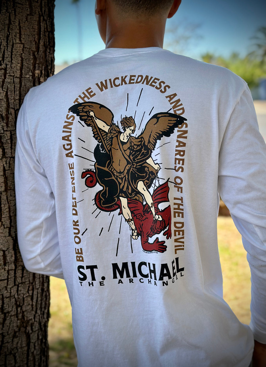 Saint Michael Premium Long Sleeve Tee – Totally Catholic Tees