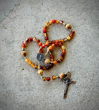 Amber and Dzi Agget Benedictine Rosary