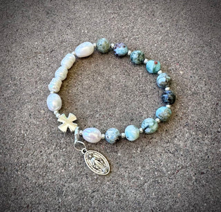 Peruvian Chrysocolla Turquoise Rosary Bracelet