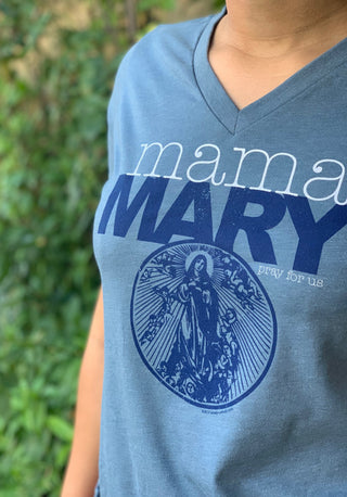 Mama Mary Women's Relaxed Fit V-Neck Premium Tee