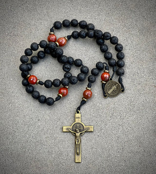 Handmade Lava Stone Benedictine Rosary