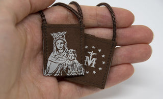 Premium Brown Scapular, Brown & Cream, Our Lady of Mt. Carmel