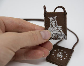 Premium Brown Scapular, Brown & Cream, Our Lady of Mt. Carmel
