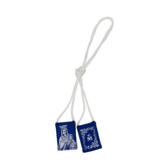 Premium Brown Scapular, Blue & White Rose