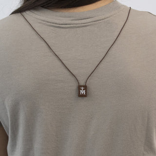Premium Brown Scapular, Brown & Cream, Our Lady of Mt. Carmel (mini)