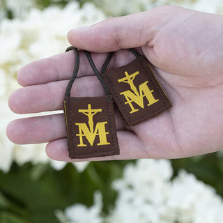 Premium Brown Scapular, Brown & Gold