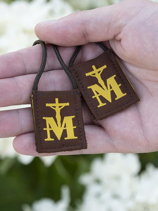 Premium Brown Scapular, Brown & Gold