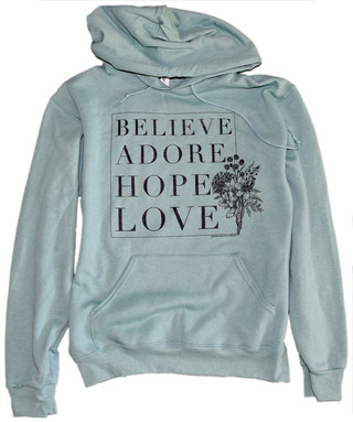 Believe Adore Hope Love, Fleece Hoodie