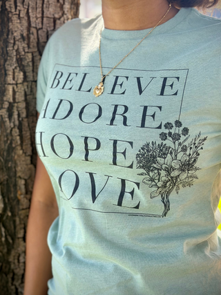 Believe Adore Hope Love, Women's Relaxed Jersey Tee