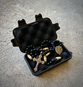 Bullet and Matte Onyx Bead Rosary