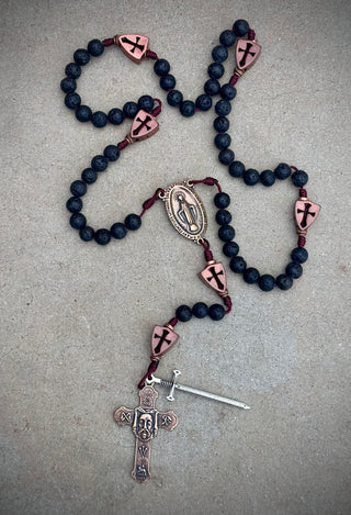 Spiritual Warfare Lava Stone Rosary