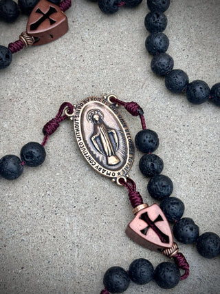 Spiritual Warfare Lava Stone Rosary