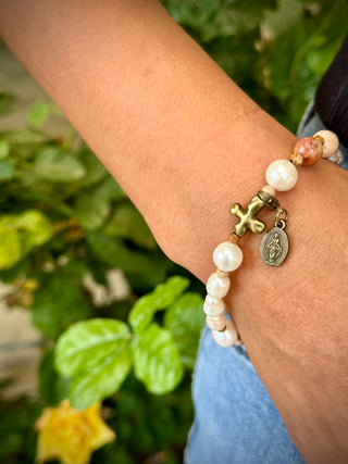 Sandstone Pearl Rosary Bracelet