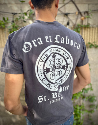 Ora Et Labora- Saint Benedict Heavyweight Garment-Dyed Tee