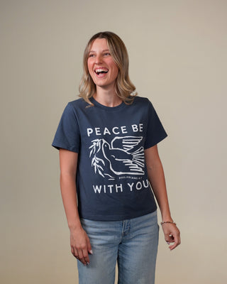 Peace Be With You- Women's Heavyweight Mid-Length Boxy Tee