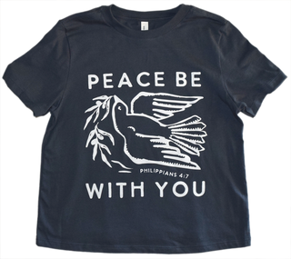 Peace Be With You- Women's Heavyweight Mid-Length Boxy Tee