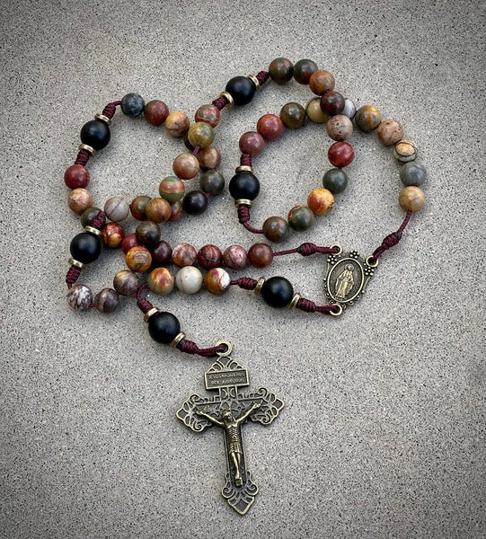 Red Creek Jasper Rosary, Miraculous store Medal, Rosary, Rosaries, Catholic Rosaries